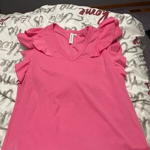 Pink Ruffle Sleeve Top